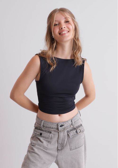 Blusa frente única amarração costas