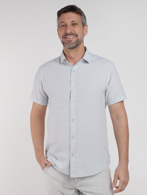 Camisa Confort Tricoline Eco Eletrón Masculina CINZA CLARO