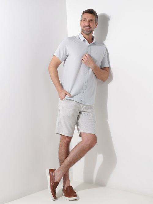 Camisa Confort Tricoline Eco Eletrón Masculina CINZA CLARO