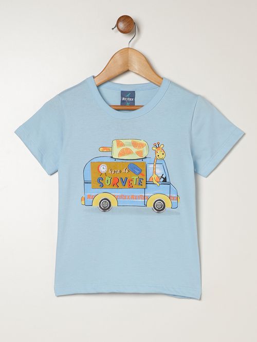 Camiseta Manga Curta Infantil Para Menino - AZUL