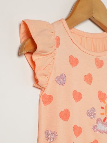 Macacão Curto Estampado Infantil Para Bebê - SALMAO