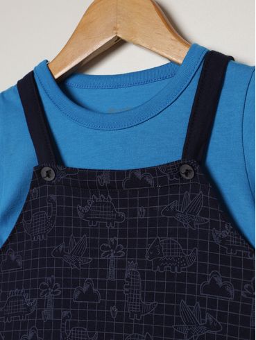 Jardineira Moletinho Infantil Para Bebê - MARINHO