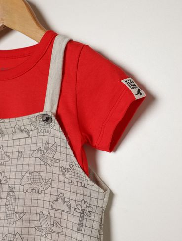 Jardineira Moletinho Infantil Para Bebê - VERMELHO