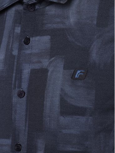 Camisa Estampada Manga Curta Masculina AZUL