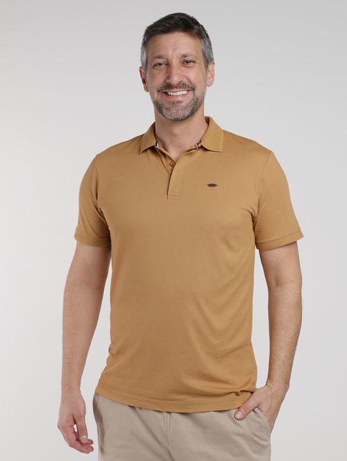 Polo Piquet Manga Curta Masculina MARROM