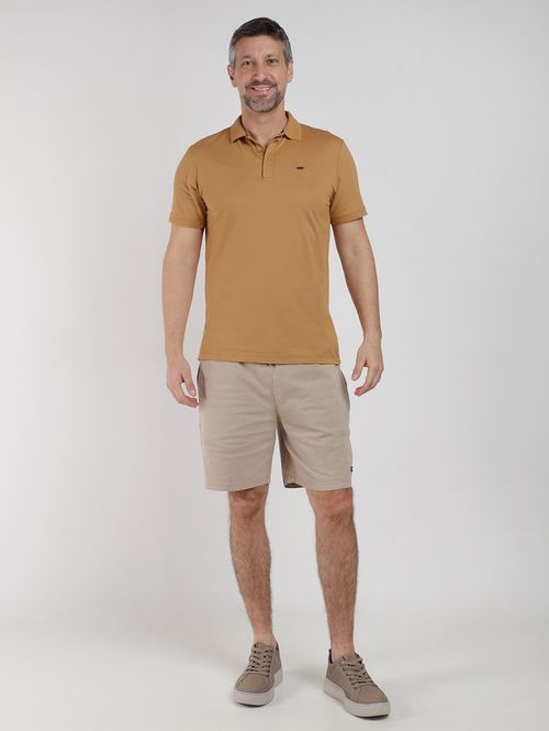 Polo Piquet Manga Curta Masculina MARROM