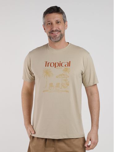 Camiseta Algodão Peruano Eletrón Masculina BEGE