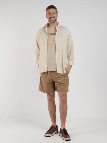 Camiseta Algodão Peruano Eletrón Masculina BEGE