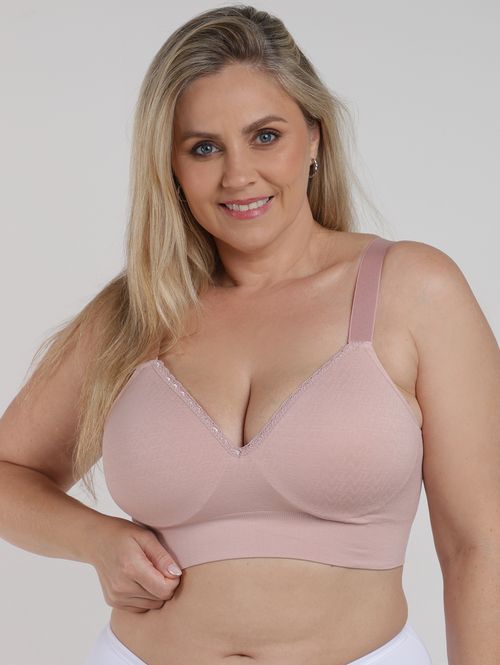 Sutiã Bojo Comfort Sem Costura Plus Size Feminino ROSA