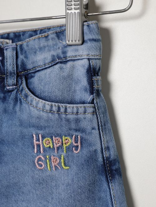 Short Saia Jeans Infantil Para Menina - AZUL