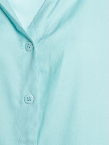 Camisa Viscose Manga Dobrada Feminina AZUL