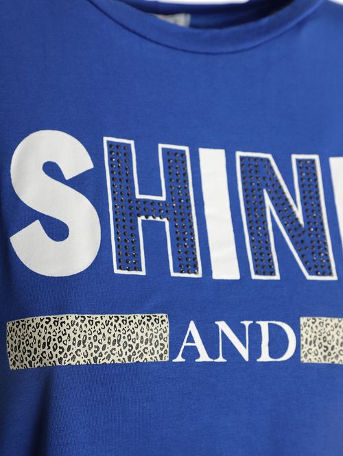 Blusa em Silk e Brilhos Sem Manga Feminina AZUL