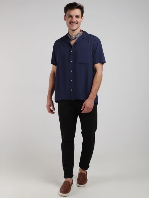 Camisa Gola Cubana Masculina MARINHO
