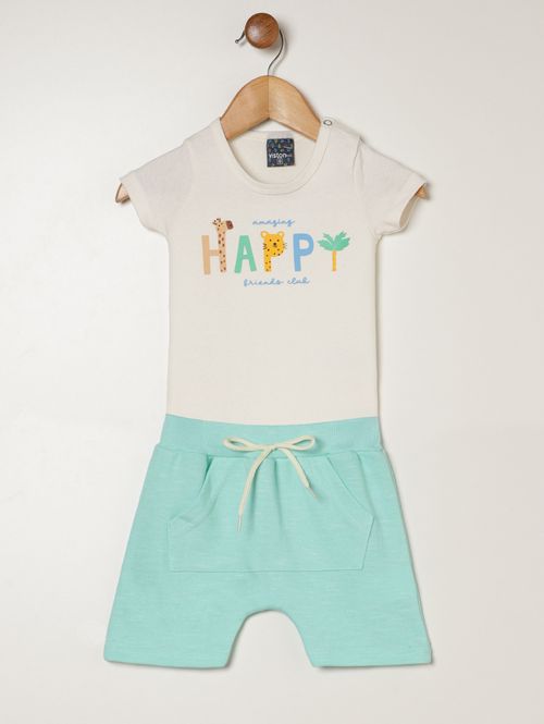 Conjunto Curto Infantil Para Bebê - OFF WHITE