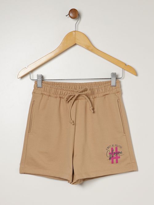 Short Moletom Juvenil Para Menina - BEGE