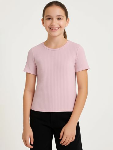 Blusa Canelada Cativa Juvenil Para Menina - ROSA