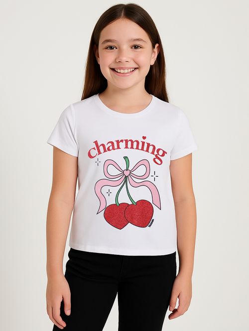 Blusa Cotton Brilhoso Juvenil Para Menina - BRANCO