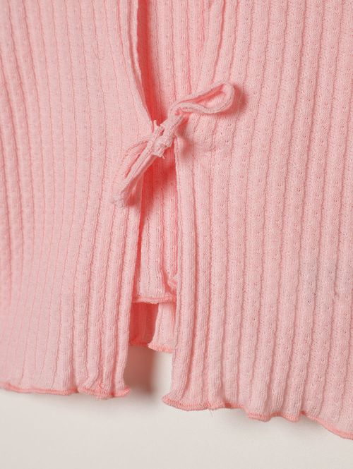 Blusa Sobreposição Canelado Infantil Para Menina- ROSA CLARO