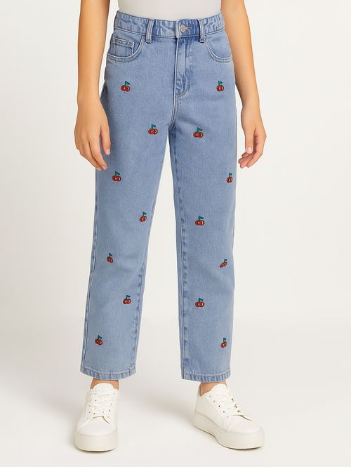 Calça Jeans Wide Leg Juvenil Para Menina- AZUL