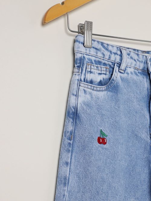 Calça Jeans Wide Leg Juvenil Para Menina- AZUL