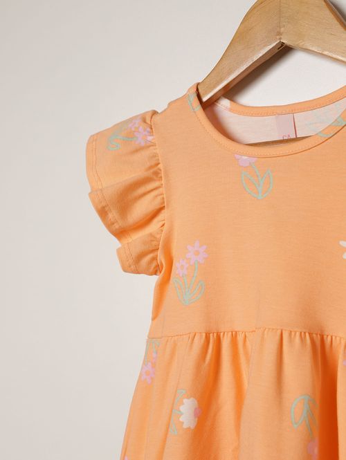 Vestido Cotton Infantil Para Menina - LARANJA