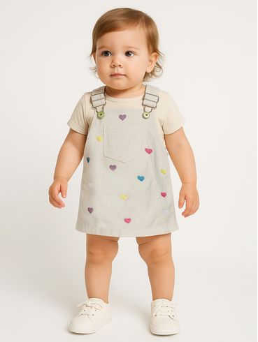 Salopete Sarja Infantil Para Menina - OFF WHITE