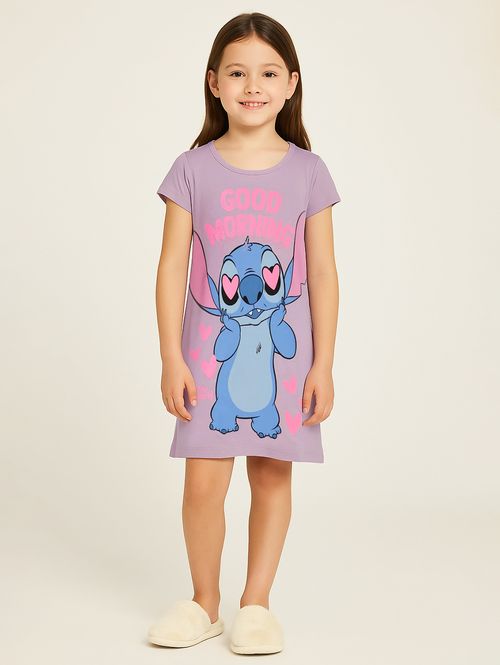 Camisola Stitch Disney Infantil Para Menina - LILAS