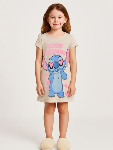 Camisola Stitch Disney Infantil Para Menina - BEGE