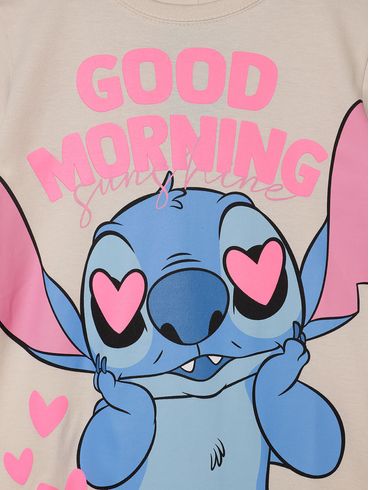 Camisola Stitch Disney Infantil Para Menina - BEGE