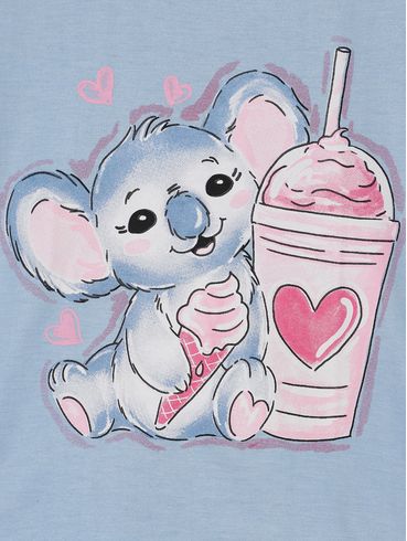 Pijama Curto Estampado Infantil Para Menina - AZUL/ROSA