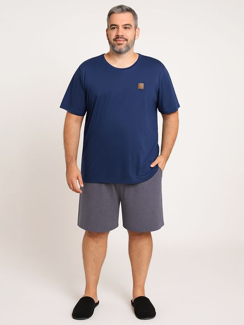 Pijama Curto Plus Size Masculino - MARINHO