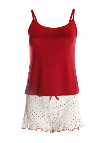 Pijama Curto Poá Feminino VERMELHO