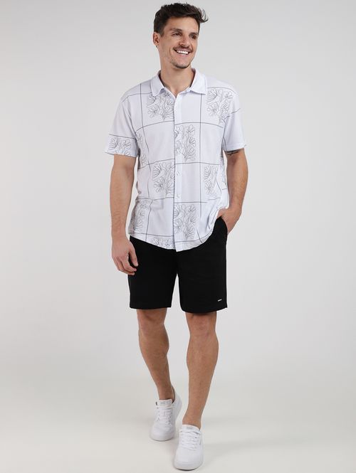 Camisa Malha Estampada Manga Curta Masculina BRANCO