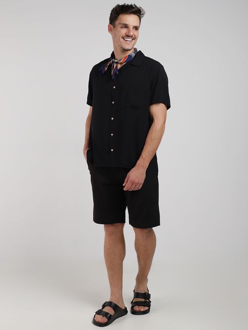Bermuda Jersey Masculina PRETO