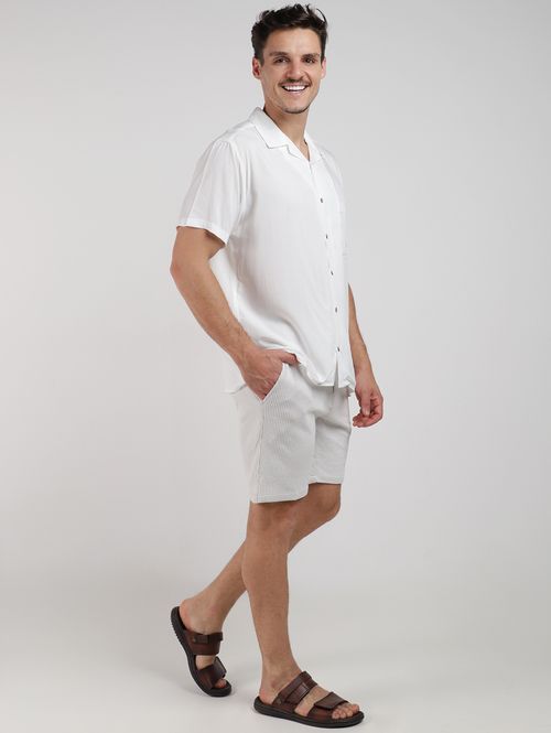 Bermuda Malha Canelada Masculina OFF WHITE