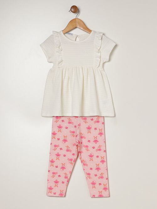 Conjunto Curto Infantil Para Menina - OFF WHITE