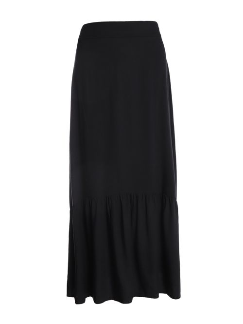 Saia Malha Crepe Midi Feminina PRETO