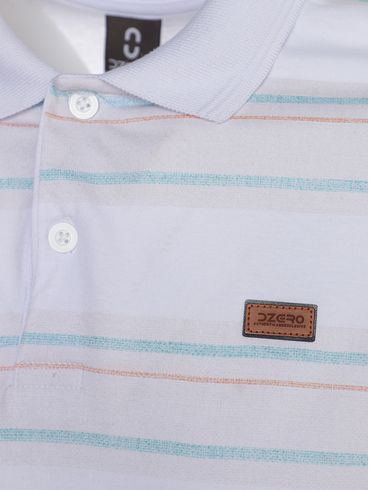 Polo Listrada Manga Curta Masculina BRANCO