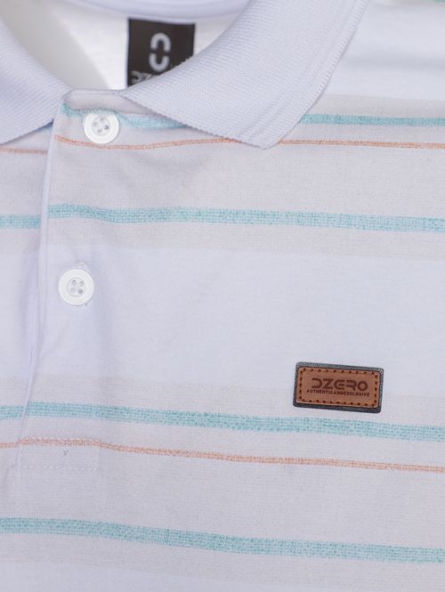 Polo Listrada Manga Curta Masculina BRANCO