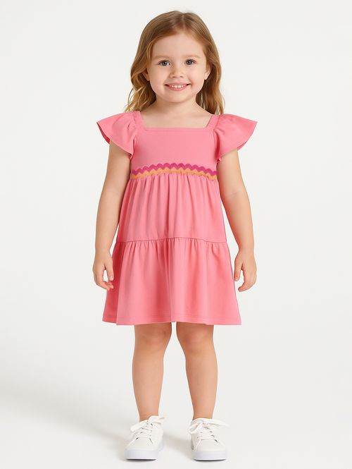 Vestido Malha Denin Infantil Para Menina - ROSA