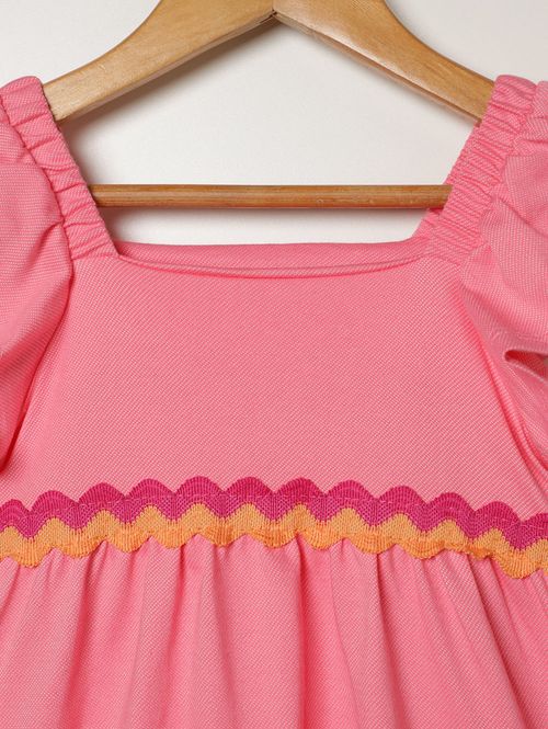 Vestido Malha Denin Infantil Para Menina - ROSA