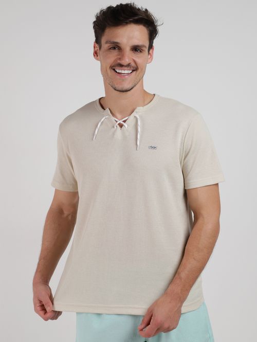 Camiseta Bata Manga Curta Masculina AREIA