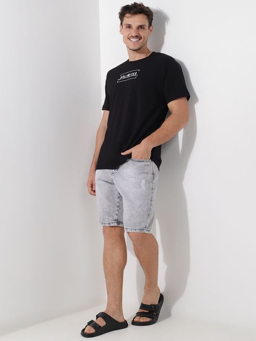 Camiseta Algodão Egipcio Manga Curta Masculina PRETO