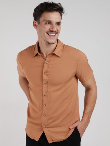 Camisa Manga Curta Masculina MARROM