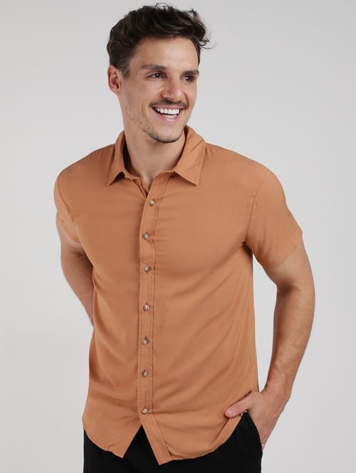 Camisa Manga Curta Masculina MARROM