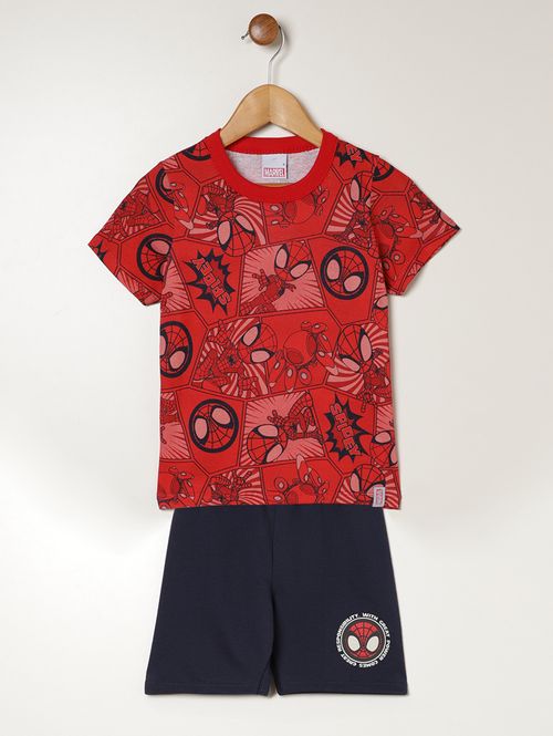 Conjunto Curto Spider Man Infantil Para Menino- VERMELHO