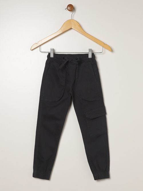 Calça Sarja Cargo Infantil Para Menino - PRETO