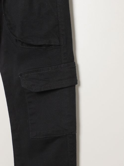 Calça Sarja Cargo Infantil Para Menino - PRETO