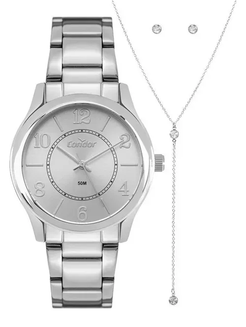 Relógio+Acessório Condor Feminino PRATA
