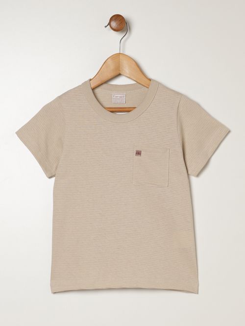 Camiseta Manga Curta Infantil Para Menino - BEGE